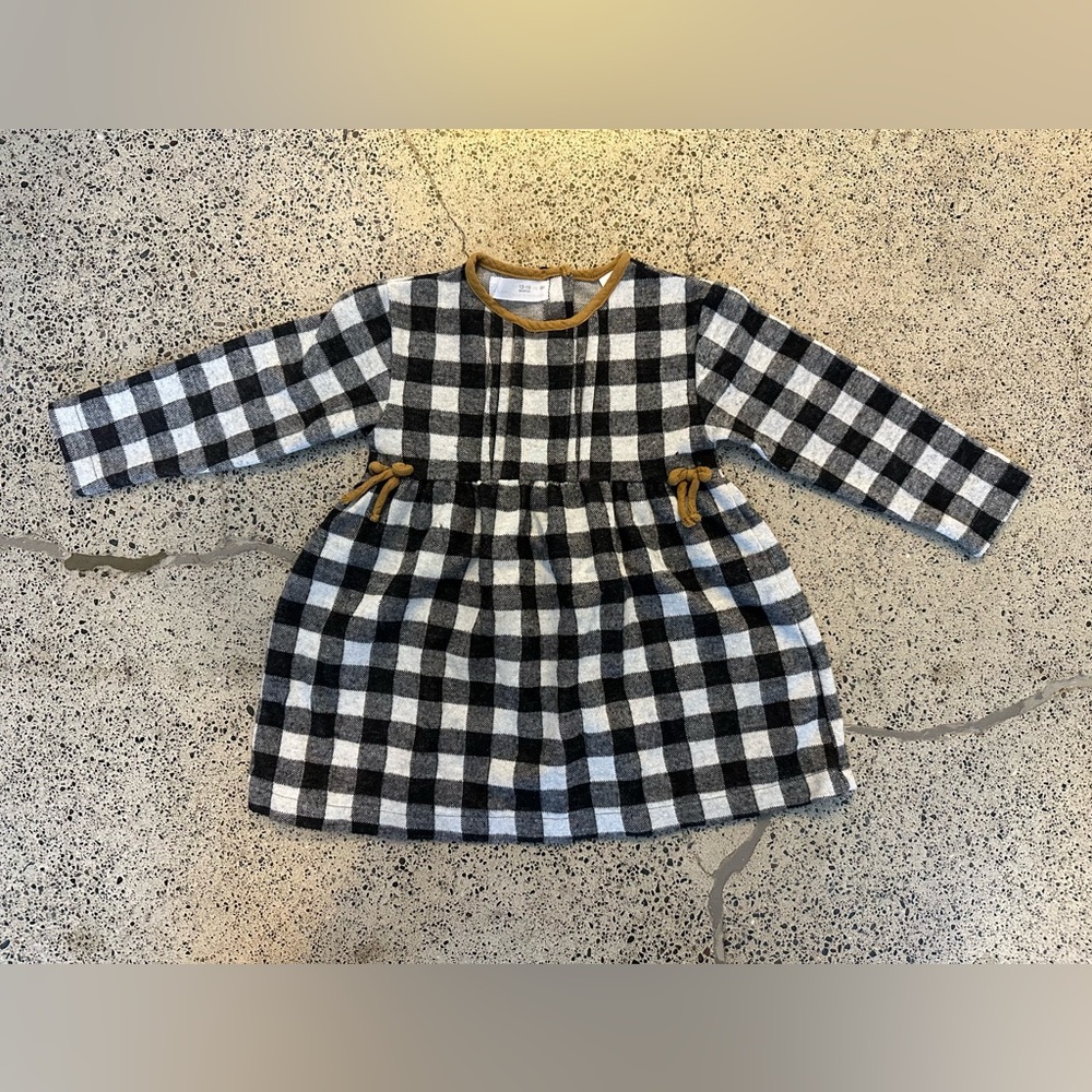 Zara Black and White Checkered Infant/Baby Dress